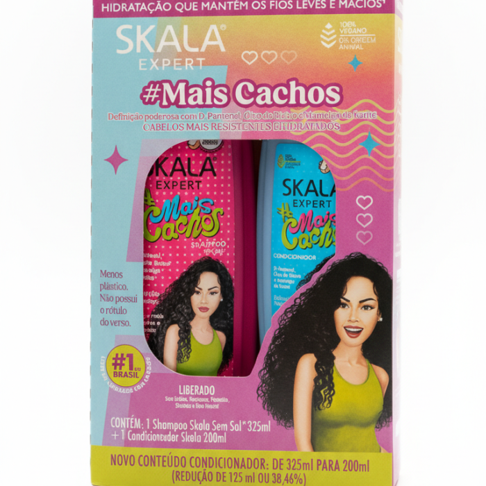 Kit Shampoo 325ml + Acondicionador 200ml Skala Mais Cachos